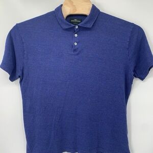 Rodd & Gunn Polo Shirt Mens XL Blue Sports Fit Linen Blend Short Sleeve Knit